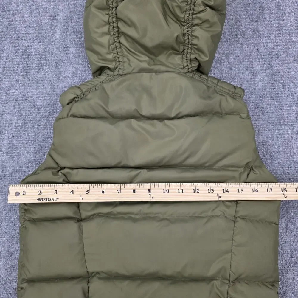 Eddie Bauer Vest Womens XS Green Hooded Goose Down 650 Fill Power Sherpa Lined